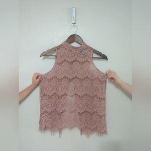 Pink Open Back Laced Blouse
